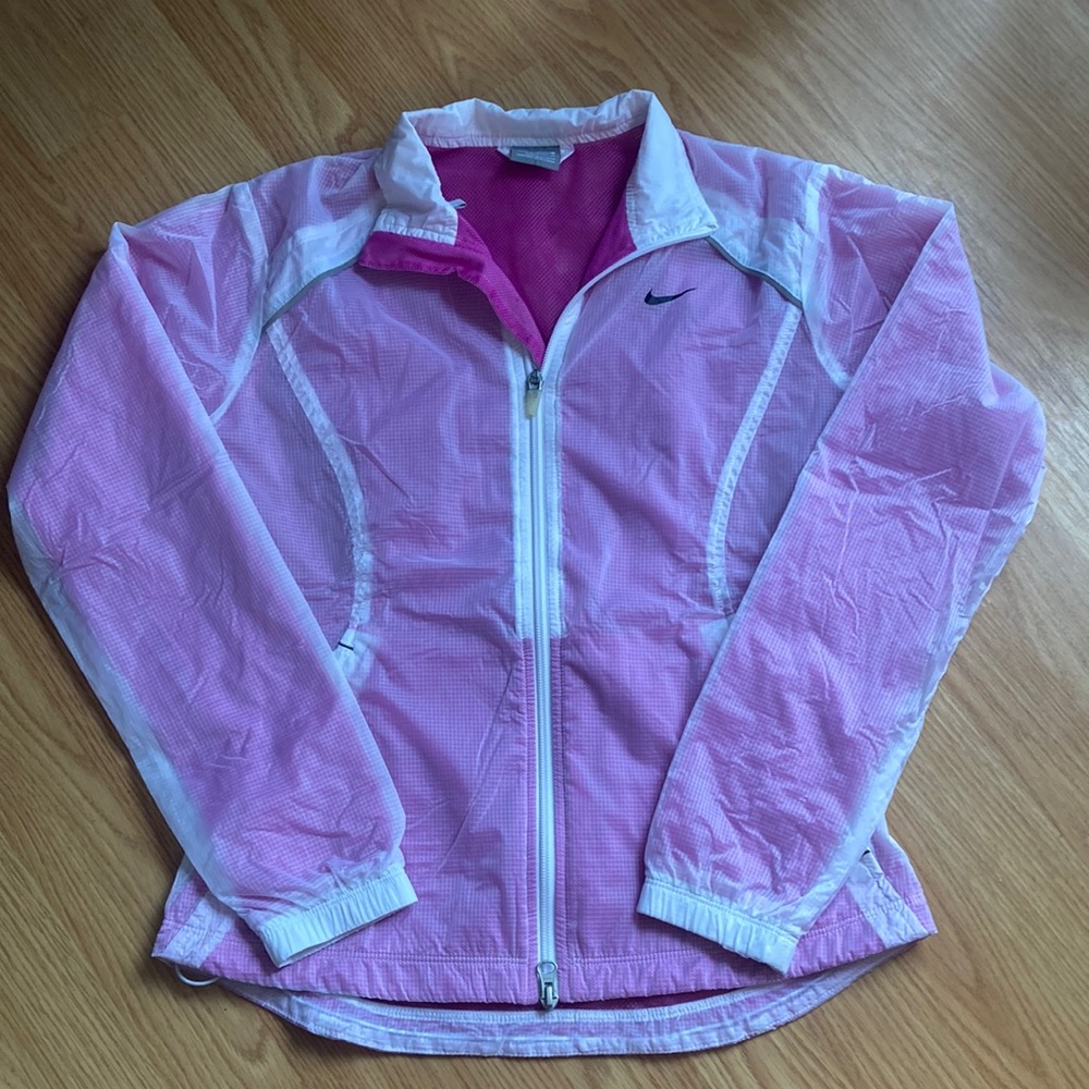 Nike Pink and White Women's Lightweight Zip Jacket